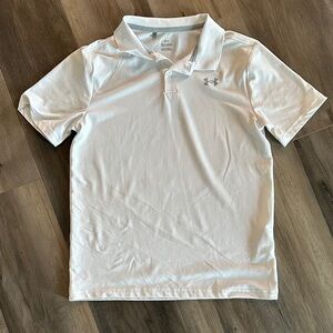 Boys Under Armour White Polo Shirt, size 14, YL